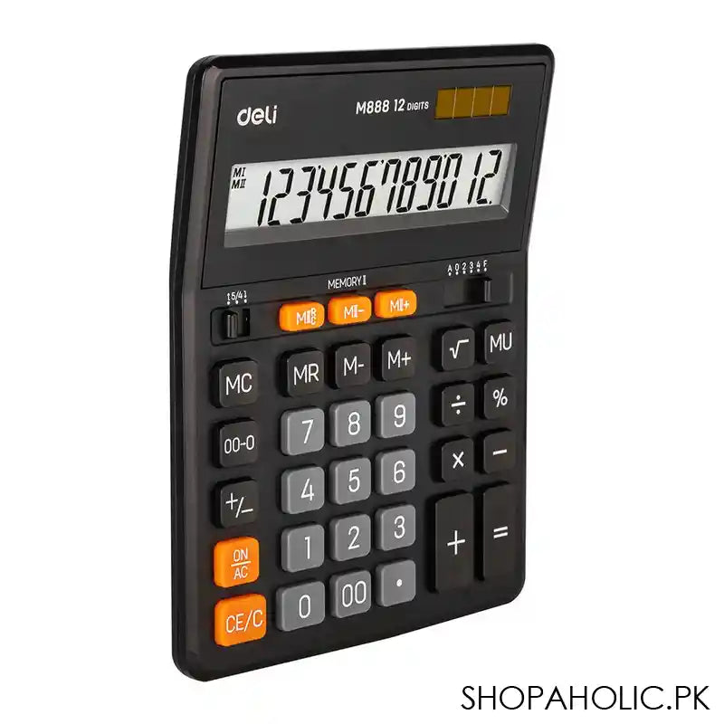 Deli 12-Digit Dual Memory Desktop Calculator, Black, EM888 - Image 3