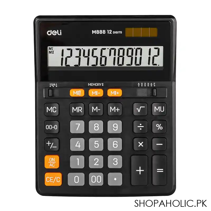 Deli 12-Digit Dual Memory Desktop Calculator, Black, EM888 - Image 4