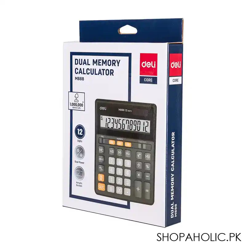 Deli 12-Digit Dual Memory Desktop Calculator, Black, EM888 - Image 5