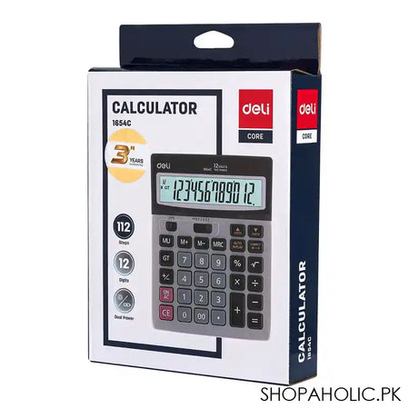 Deli 12 Digits Desktop Calculator, Black, E1654C - Image 5