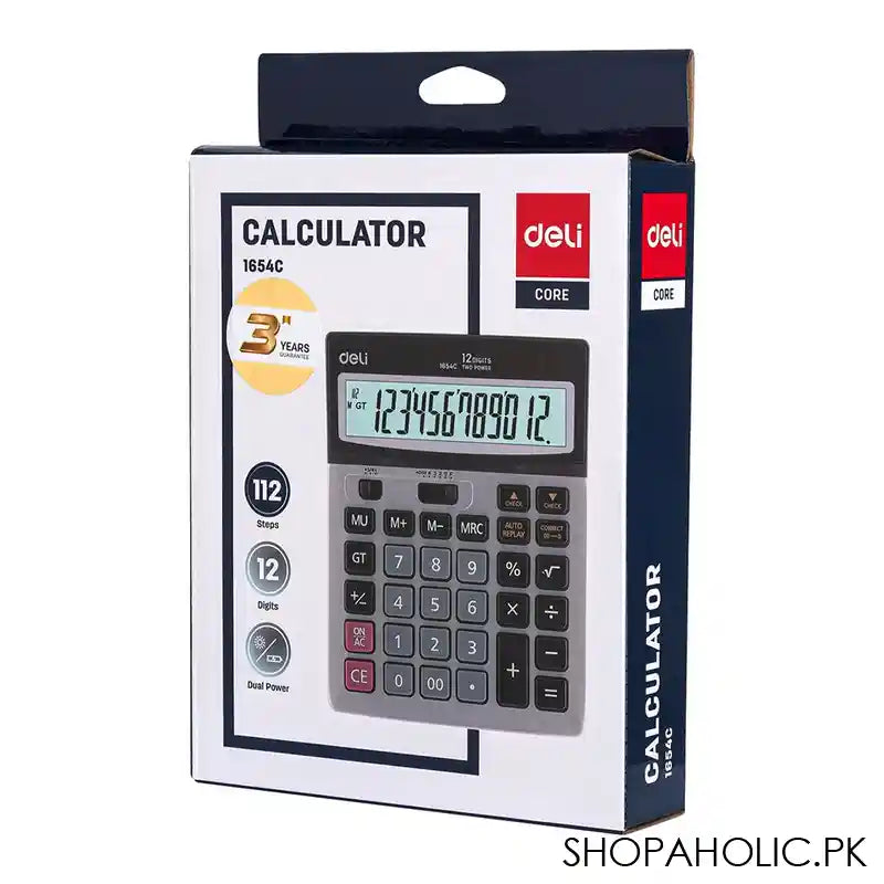 Deli 12 Digits Desktop Calculator, Black, E1654C - Image 5