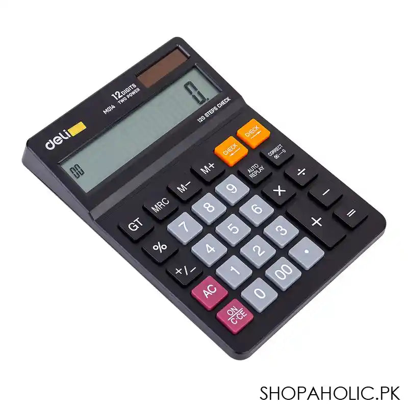 Deli 12 Digits Desktop Calculator, Black, EM01420 - Main Image