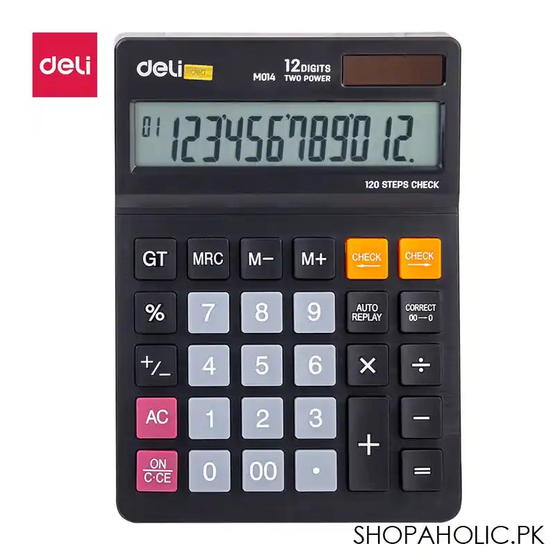 Deli 12 Digits Desktop Calculator, Black, EM01420 - Image 3