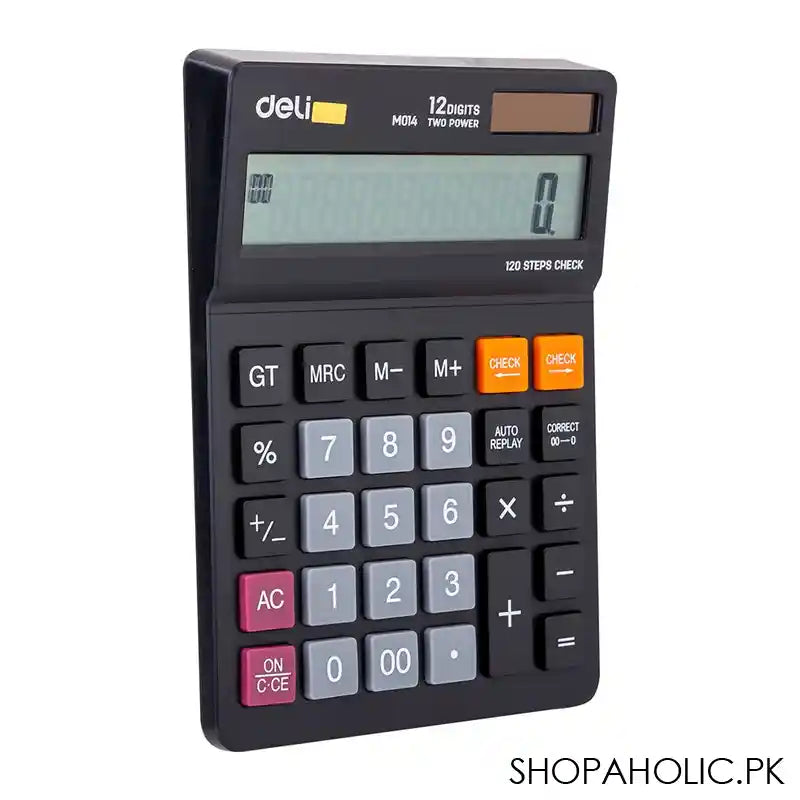 Deli 12 Digits Desktop Calculator, Black, EM01420 - Image 4