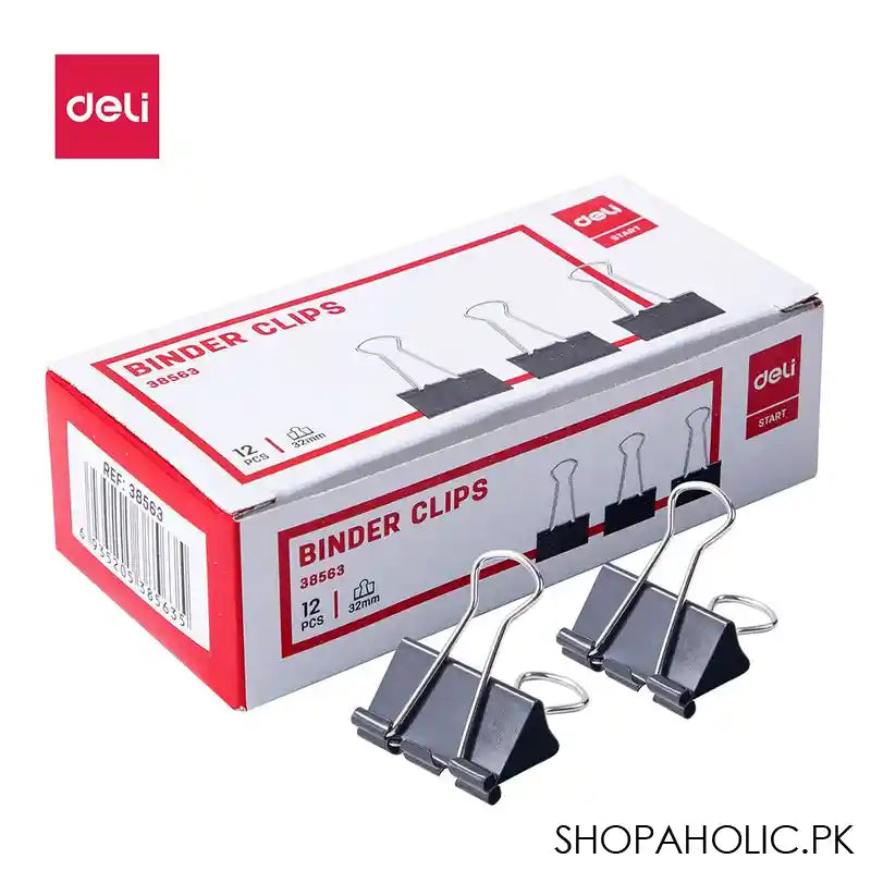 Deli 32mm Binder Clip Box, Black, E38563 - Image 5