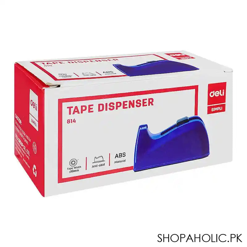 Deli 58mm Tape Dispenser, ABS Material, Anti Skid, Tape Width 18mm, Medium, Blue, E814 - Image 4