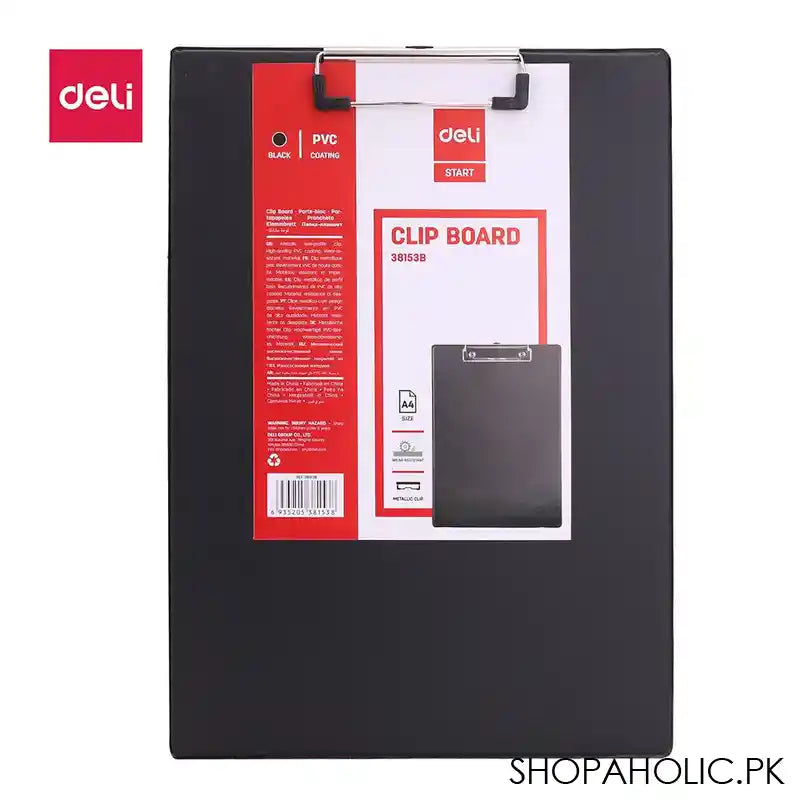Deli Clip Board, A4 Size, Water Resistant, Metallic Cup, Black, E38153 - Image 5