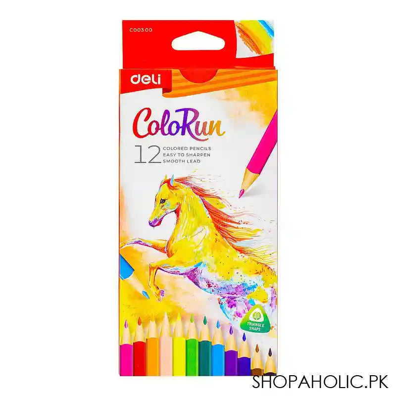 Deli Color Pencils, 3.0mm 12 Colors, Easy to Sharpen, Smooth Lead, Not For Children Under 3 Years, EC00300 - Main Image
