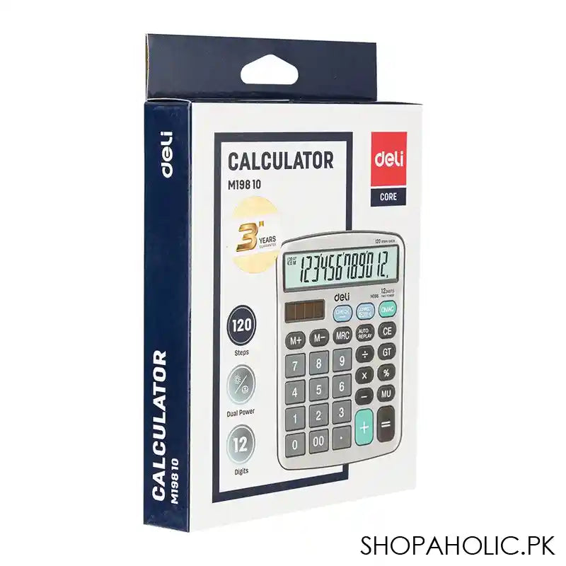 Deli Core Series Metal Surface 12-Digits Mini Desktop Calculator, EM19810 - Image 3