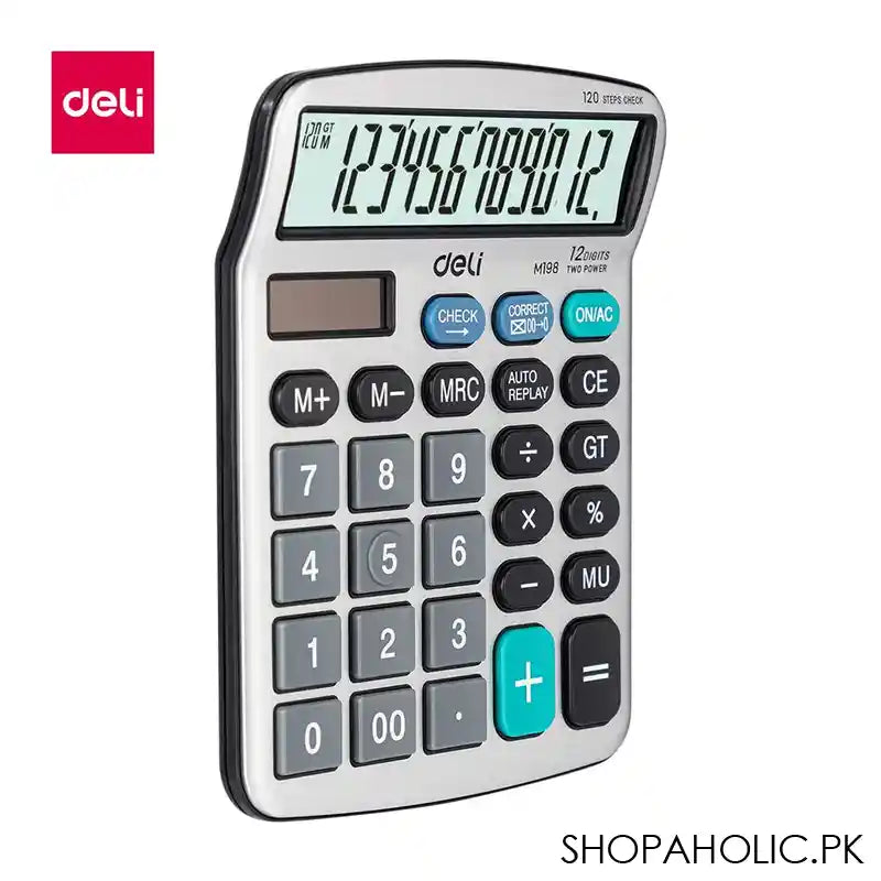 Deli Core Series Metal Surface 12-Digits Mini Desktop Calculator, EM19810 - Image 4