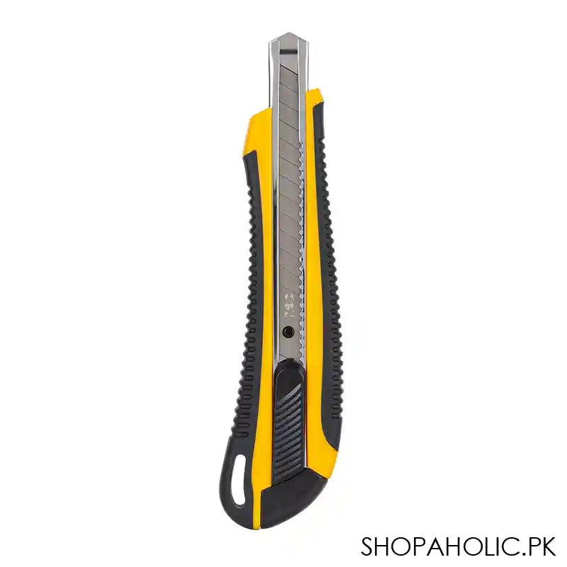 Deli Cutter, Auto Lock, SK5 Steel Blade, Blade Size 0.44mm X 9mm X 80mm, Small, Yellow, E2039 - Main Image