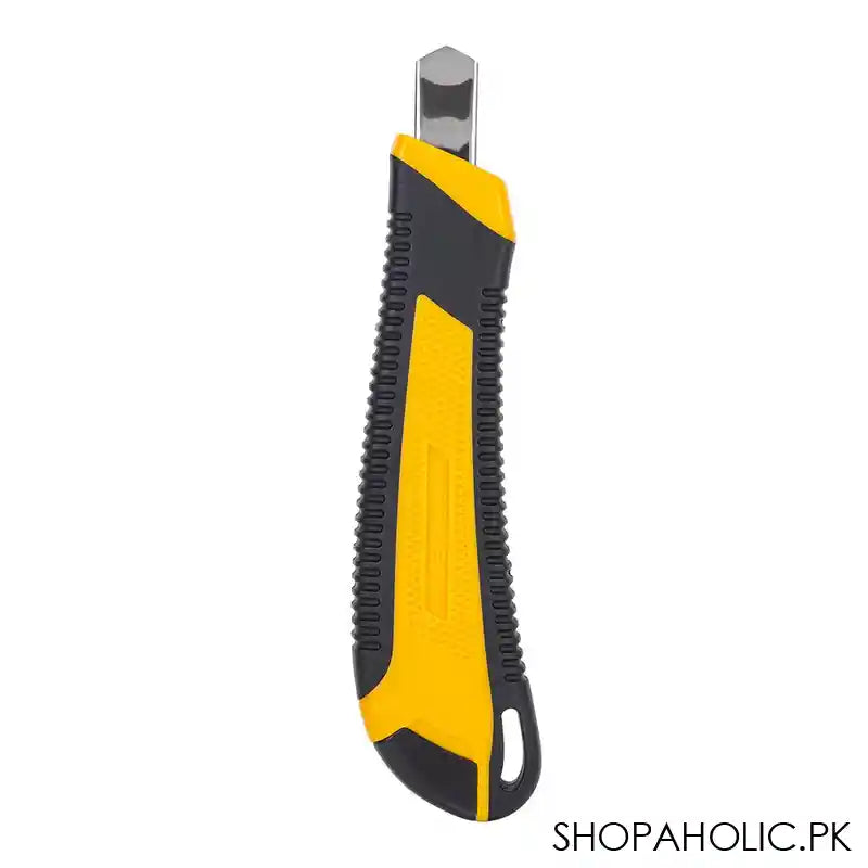 Deli Cutter, Auto Lock, SK5 Steel Blade, Blade Size 0.44mm X 9mm X 80mm, Small, Yellow, E2039 - Image 3