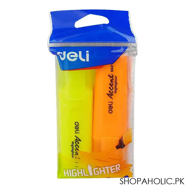 Deli Highlighter Set, Assorted Colors, 2-Pieces, ES621 - Image 3