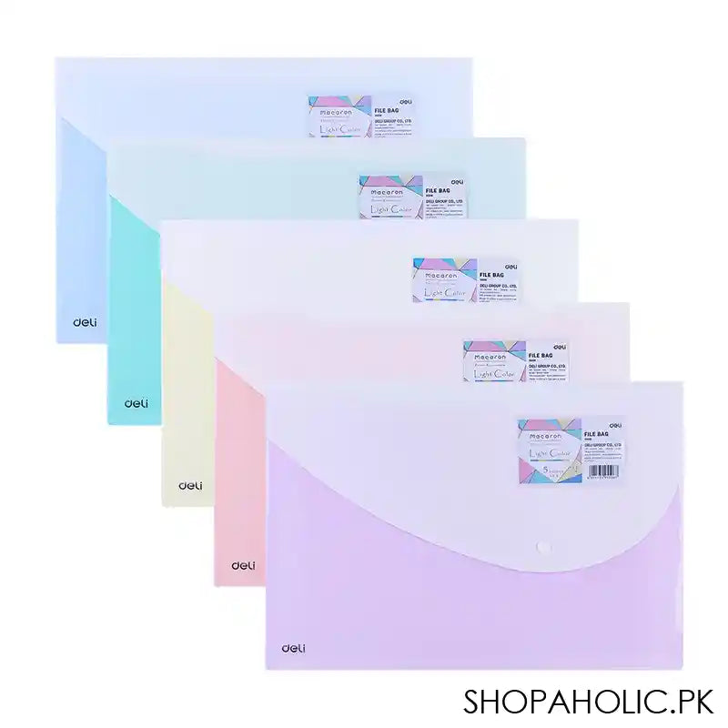 Deli Macaron 2-Pocket Legal Button File Bag, Assorted Colors, E5506 - Main Image