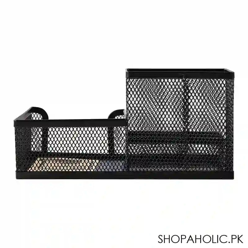 Deli Mesh Metal Desk Organizer With Three Compartments, Multi-Purpose Use, 215X75X53mm, Black, E9175 - Image 4
