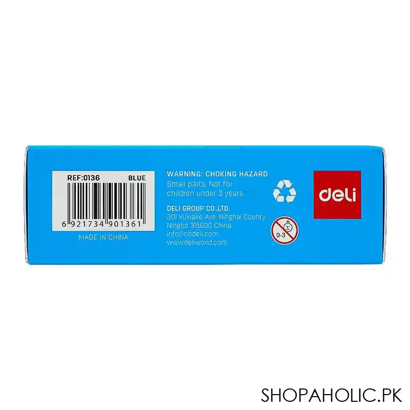 Deli Metal Hole Punch Machine With Lock, 5.5mm Hole Size, 12mm Depth, 80mm Gap, 10 Sheet Limit, Small, Blue, E0136 - Image 3