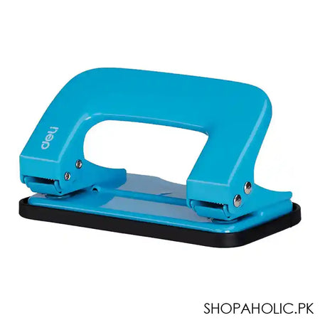 Deli Metal Hole Punch Machine With Lock, 5.5mm Hole Size, 12mm Depth, 80mm Gap, 10 Sheet Limit, Small, Blue, E0136 - Main Image