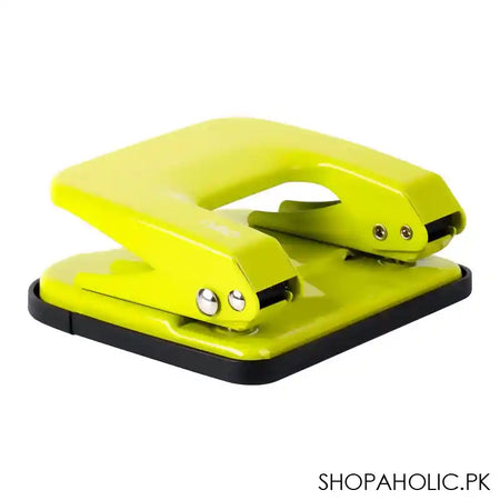 Deli Metal Hole Punch Machine With Lock, 5.5mm Hole Size, 12mm Depth, 80mm Gap, 10 Sheet Limit, Small, Green, E0136 - Main Image