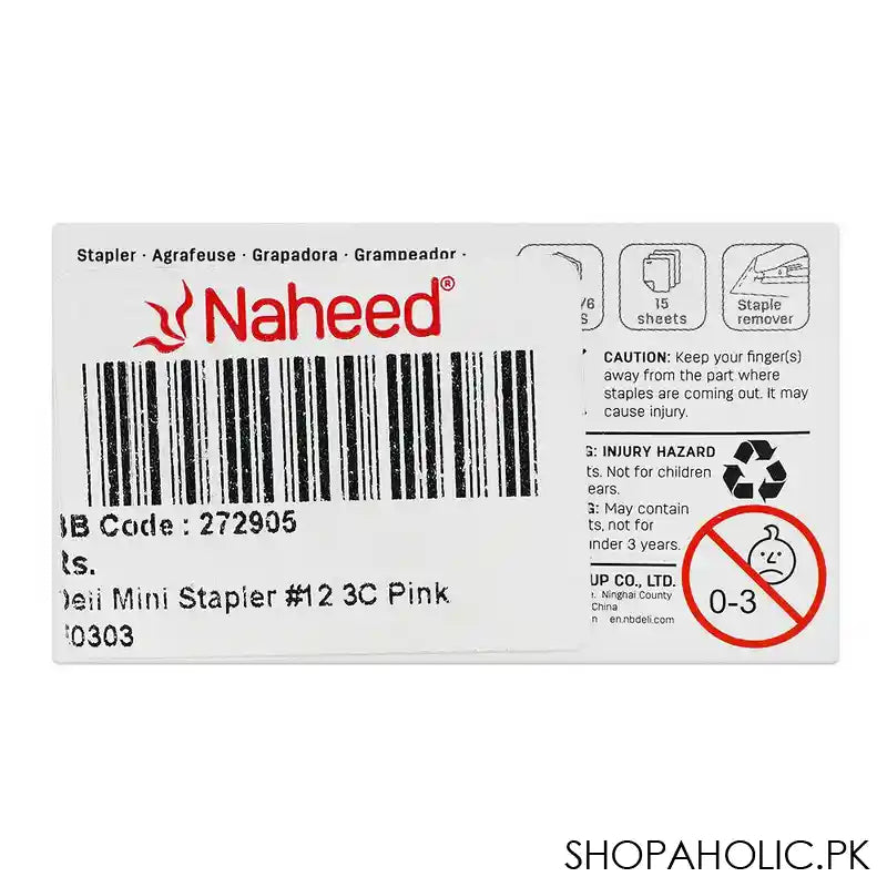 Deli Mini Stapler, 24/6 Staples, 40 Staple Capacity, Pink, E0303 - Image 3