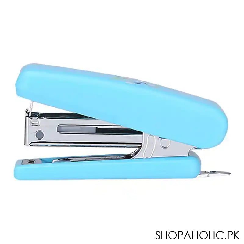 Deli Mini Stapler, No. 10 Staples, 40 Staple Capacity, 12 Sheet Limit, Blue, E0222 - Main Image