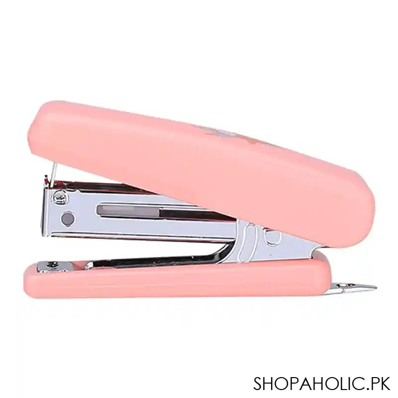 Deli Mini Stapler, No. 10 Staples, 40 Staple Capacity, 12 Sheet Limit, Pink, E0222 - Main Image