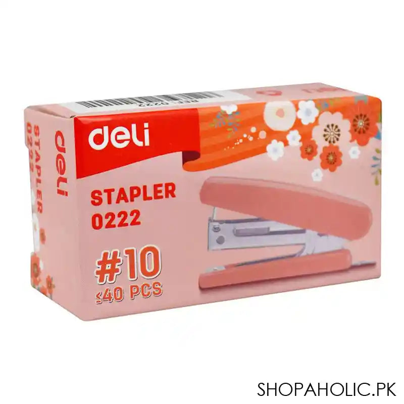 Deli Mini Stapler, No. 10 Staples, 40 Staple Capacity, 12 Sheet Limit, Pink, E0222 - Image 3
