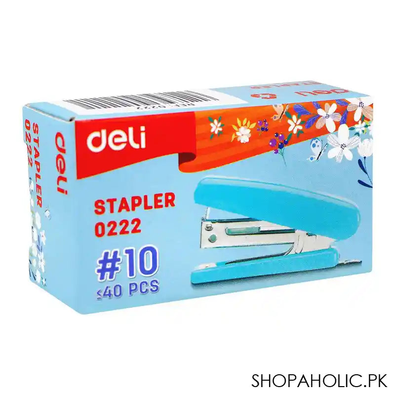 Deli Mini Stapler, No. 10 Staples, 40 Staple Capacity, Blue, E0303 - Image 2