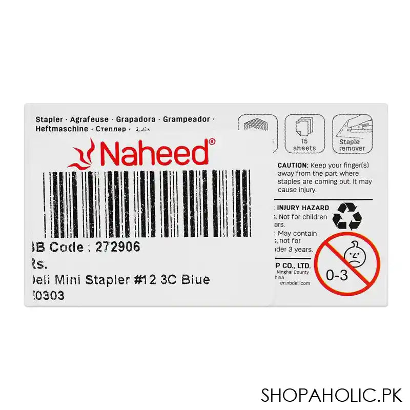 Deli Mini Stapler, No. 10 Staples, 40 Staple Capacity, Blue, E0303 - Image 3