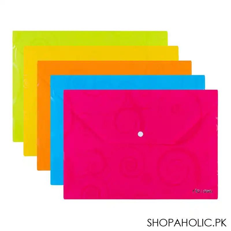 Deli Rio Series Deco A4 Button File Bag, Assorted Colors, E39640 - Image 4