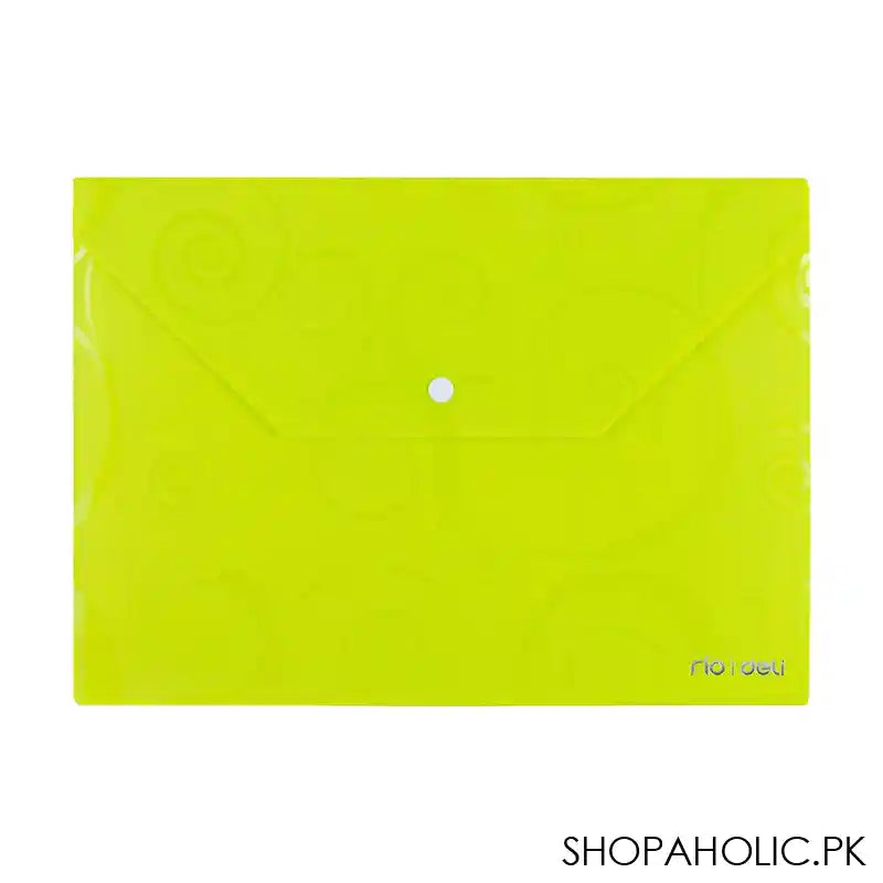 Deli Rio Series Deco A4 Button File Bag, Assorted Colors, E39640 - Main Image
