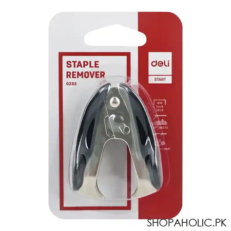 Deli Staple Remover With Lock, 24/6 & 26/6 Staples, 30 Sheet Limit, Black, E0232 - Main Image