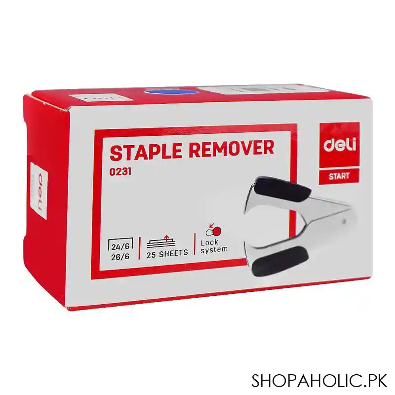 Deli Staple Remover With Lock System, Remove Pins From 25 Sheets Staple, Pin Size 24/6 or 26/6, Blue, E0231 - Image 2