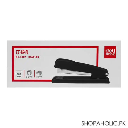 Deli Stapler, 24/6 & 26/6 Staples, 100 Staple Capacity, 20 Sheet Limit, E0307 - Image 2