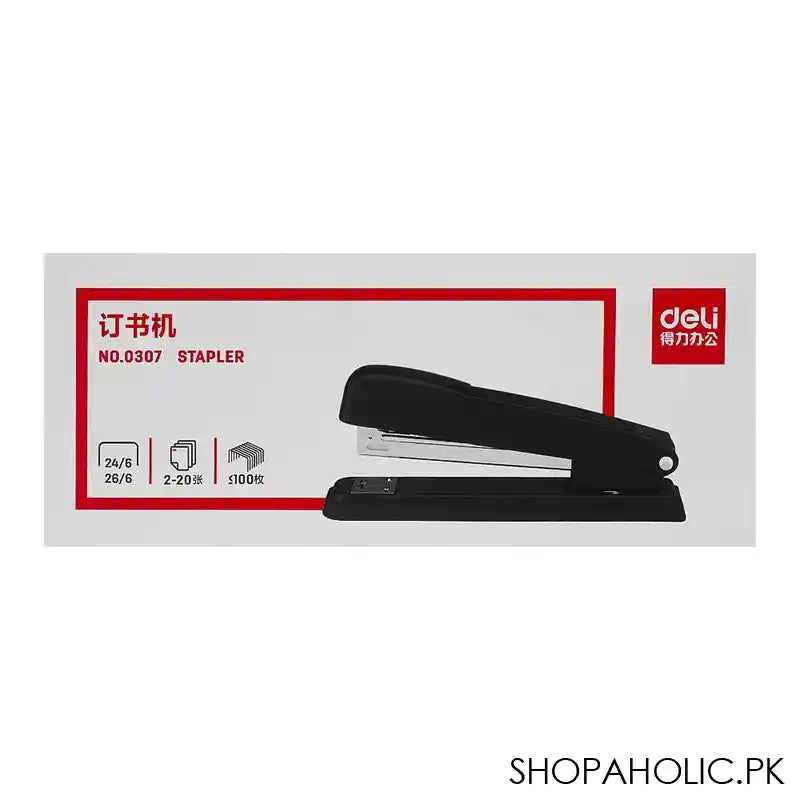 Deli Stapler, 24/6 & 26/6 Staples, 100 Staple Capacity, 20 Sheet Limit, E0307 - Image 2