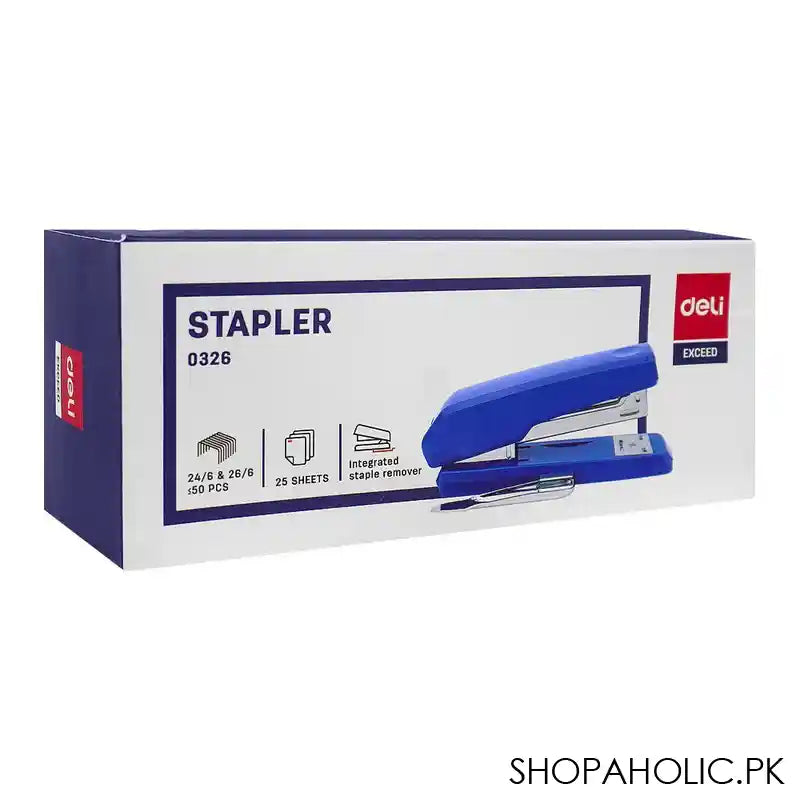 Deli Stapler With Pin Remover, 24/6 & 26/6 Staples, 50 Staple Capacity, 25 Sheet Limit, White, E0326 - Image 3