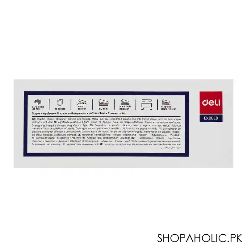 Deli Stapler With Pin Remover, 24/6 & 26/6 Staples, 50 Staple Capacity, 25 Sheet Limit, White, E0326 - Image 4