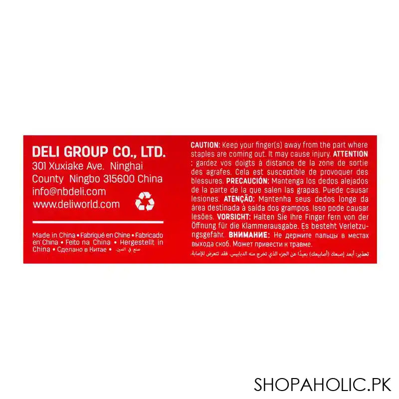 Deli Stapler With Pin Remover & Metal Pull Bar, No. 10 Staples, 100 Staple Capacity, 15 Sheet Limit, Black, E0221 - Image 5