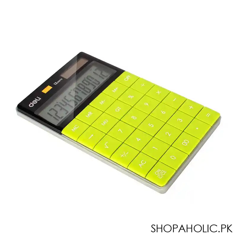 Deli Touch Series Acrylic Keys 12-Digits Desktop Calculator, Green, E1589 - Image 2