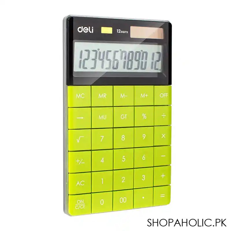 Deli Touch Series Acrylic Keys 12-Digits Desktop Calculator, Green, E1589 - Image 3