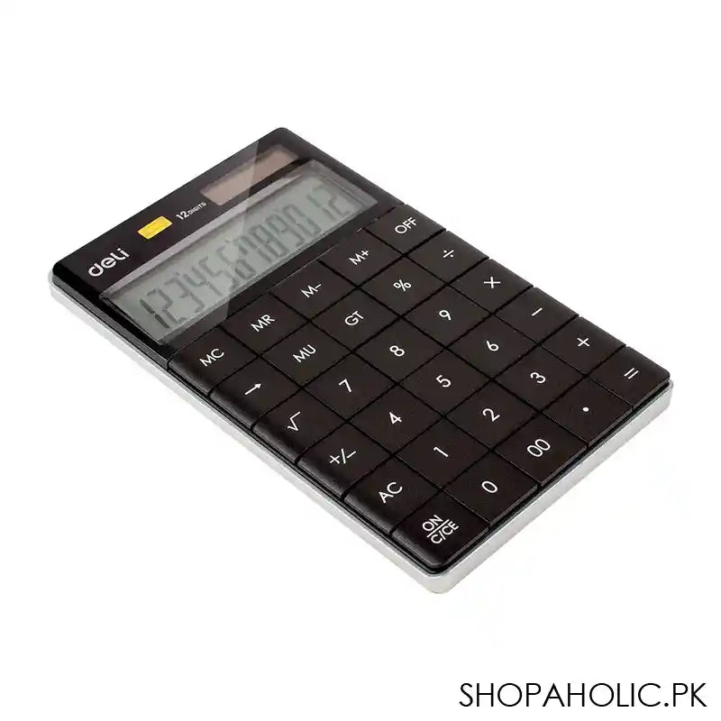 Deli Touch Series Acrylic Keys 12-Digits Desktop Slim Calculator, Black, E1589P - Image 2