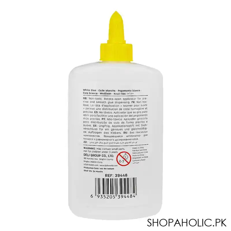 Deli White Glue, Non Toxic, 230ml, E39448 - Image 2