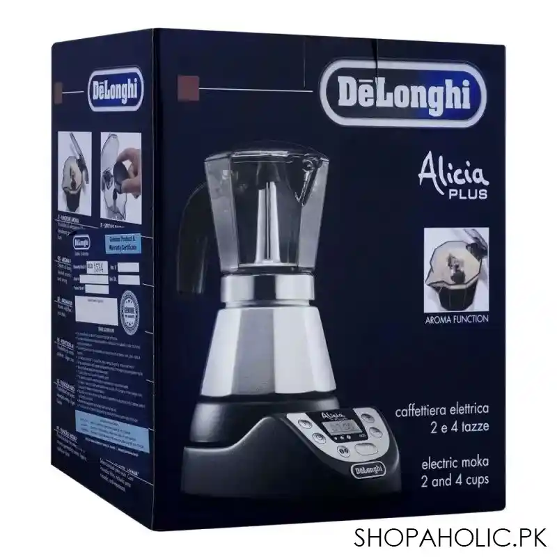 delonghi alicia plus electric moka coffee maker black/silver emkp42.b image3