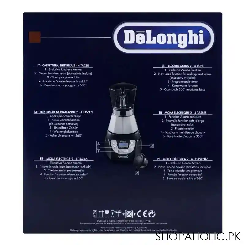 delonghi alicia plus electric moka coffee maker black/silver emkp42.b image5