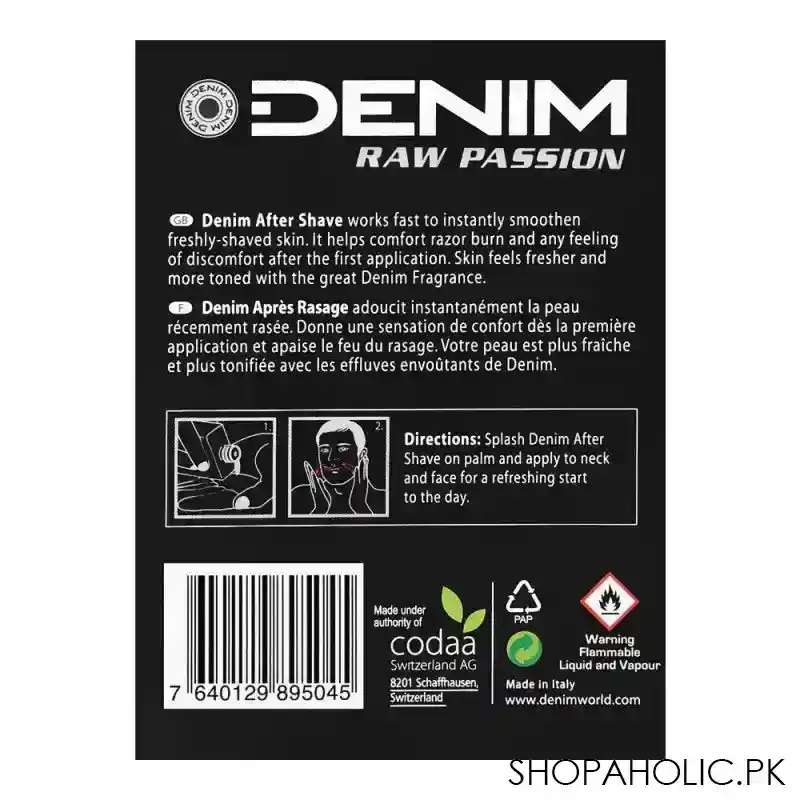 denim raw passion after shave, 100ml image2