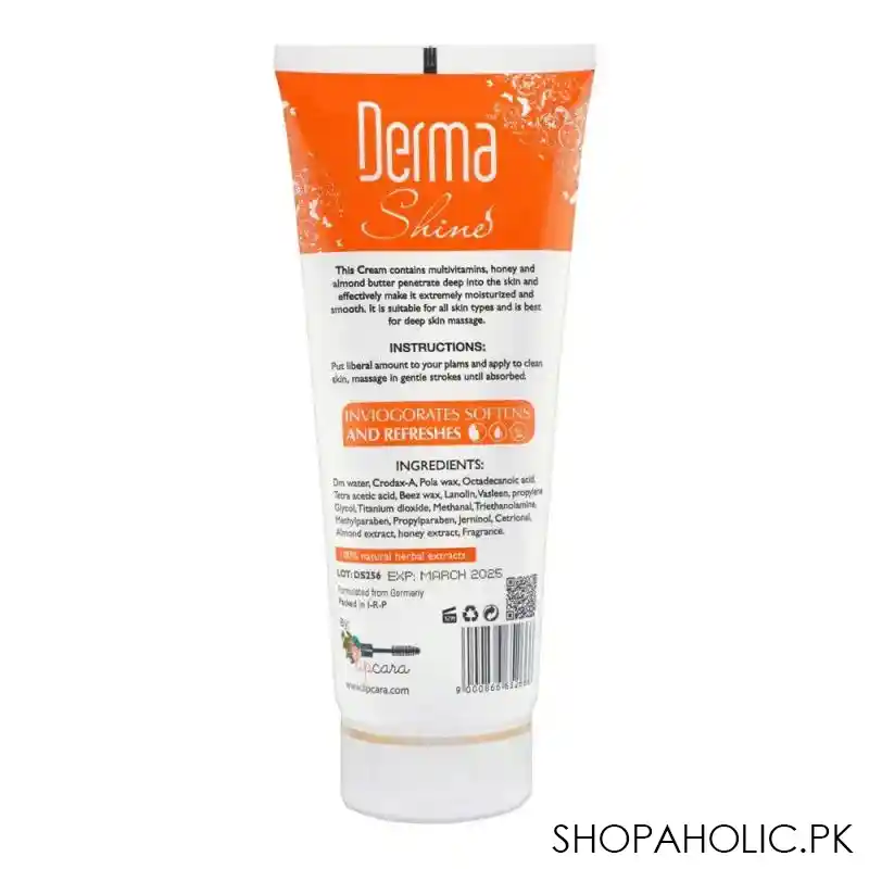 derma shine gently exfoliating honey with almond whitening massage cream, for all skin types, 200g image2