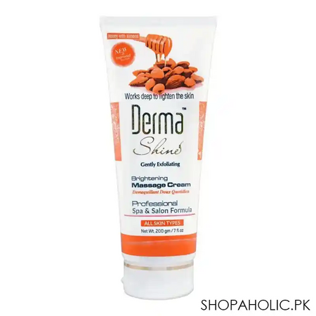 derma shine gently exfoliating honey with almond whitening massage cream, for all skin types, 200g main image