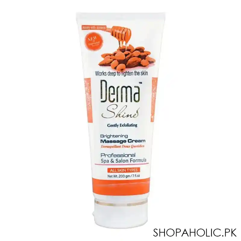 derma shine gently exfoliating honey with almond whitening massage cream, for all skin types, 200g main image