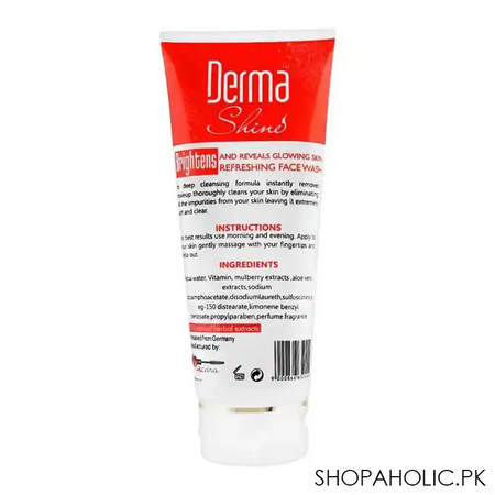 derma shine gently exfoliating pomegranate whitening face wash, for all skin types, 200g image2