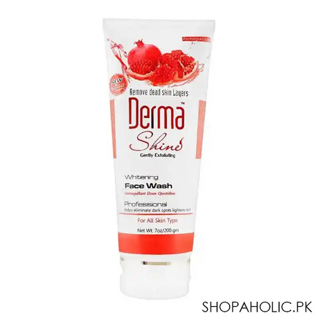derma shine gently exfoliating pomegranate whitening face wash, for all skin types, 200g main image