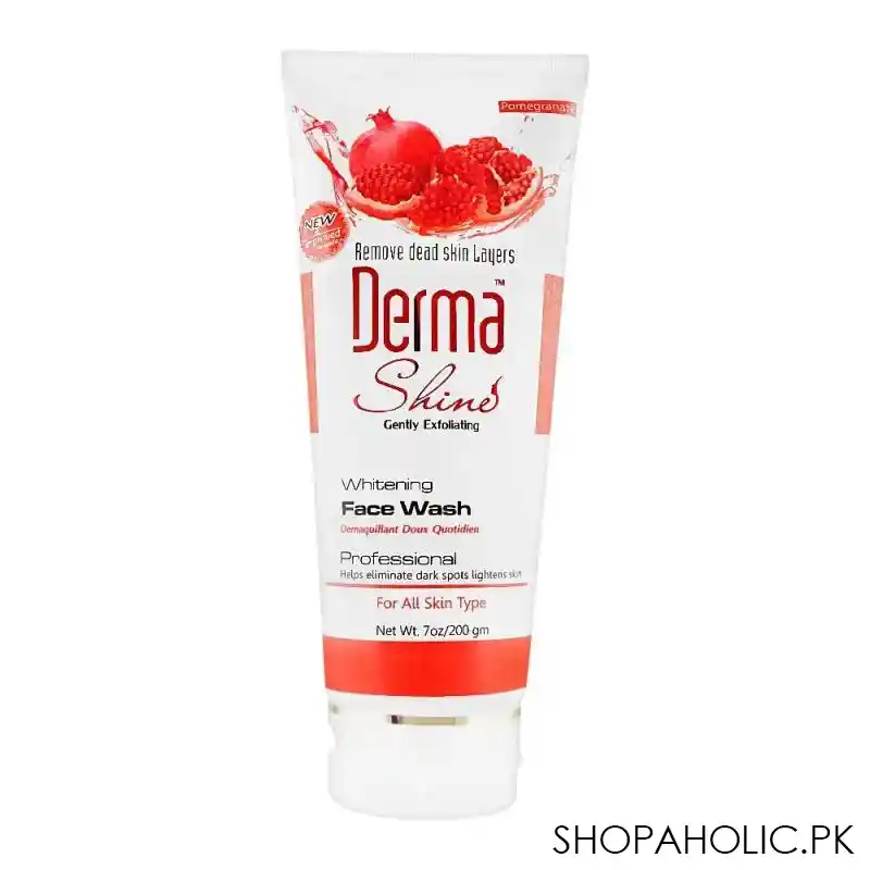 derma shine gently exfoliating pomegranate whitening face wash, for all skin types, 200g main image